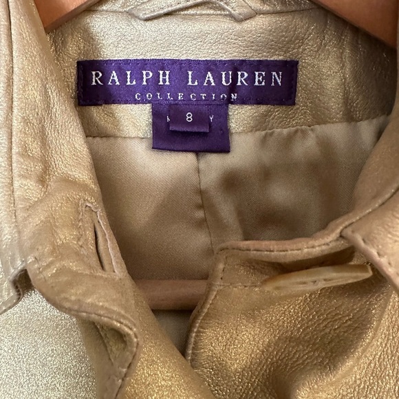 Ralph Lauren Purple Label Metallic Gold Leather Safari Jacket | Goatskin Italy - Picture 8 of 11